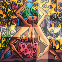 Raffi Peretz. Shine Love. Original Naive Art. Acrylic on canvas. Signed. 120x120 cm