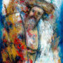 Ora Nissim. Hasid in Blue. Original Art. Modern Judaica. Oil on Canvas. Signed. 80x120cm