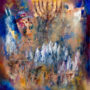 Ora Nissim. Torah and Menorah. Original Art. Modern Judaica. Oil on Canvas. Signed. 80x90cm