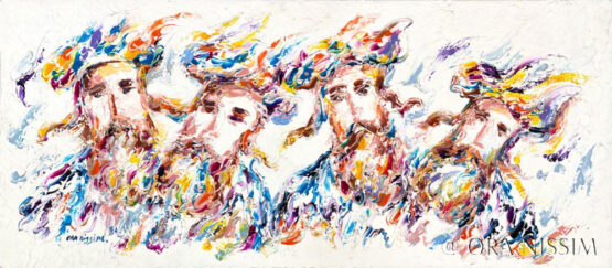 Ora Nissim. Torah and Menorah. Original Art. Modern Judaica. Oil on Canvas. Signed. 80x35cm