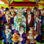 Reznikov Yosef. Colorful musical composition#27 The Wedding. Original Art. Mixed Media on Canvas. Signed. 98x89cm