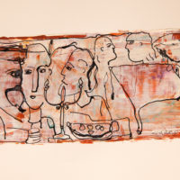 Uriel Cazes - Consultation Original Art. Mixed Techniques. Acrylic and Ink on paper. Signed. 40 x 29.3 cm (The measures are for the original paper measures)