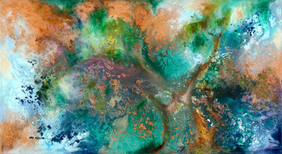 Ora Nissim - Olive Tree Original Art. Modern Judaica. Oil and acrylic on canvas. Signed. 125 X 65 cm.