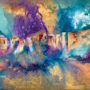 Ora Nissim - My Jerusalem Lithography on fabric. Modern Judaica. Quality print on canvas. Manually Signed and numbered. 120 X 67 cm.