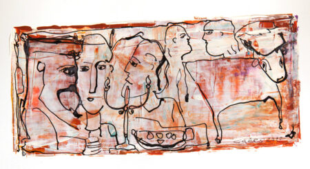 Uriel Cazes - Consultation Original Art. Mixed Techniques. Acrylic and Ink on paper. Signed. 40 x 29.3 cm (The measures are for the original paper measures)