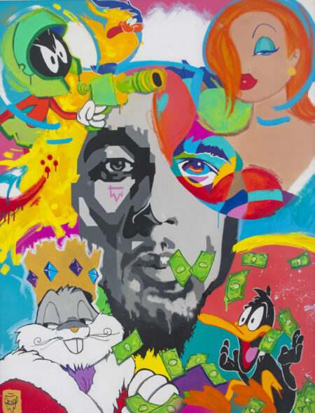 Edgar Rafael - "The Lion" Original Pop Art. Acrylic and Graffiti Spray on wood panel. Signed. 100 x 130 cm.