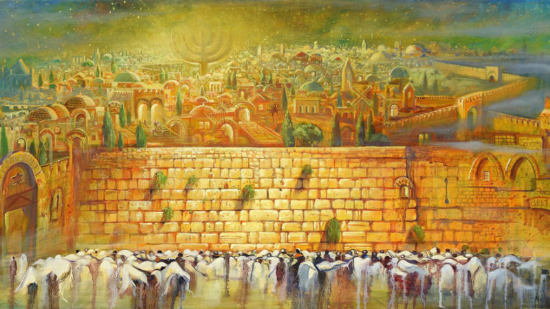 Alex Levin - Jerusalem - Light to the nations. 2019 Original Art. Oil on canvas. Signed. 140 X 50 cm.