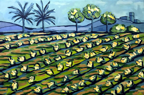 Jacques Sterenberg. Fields in the valley. Original Art. Oil on canvas. 60 x 90 cm.