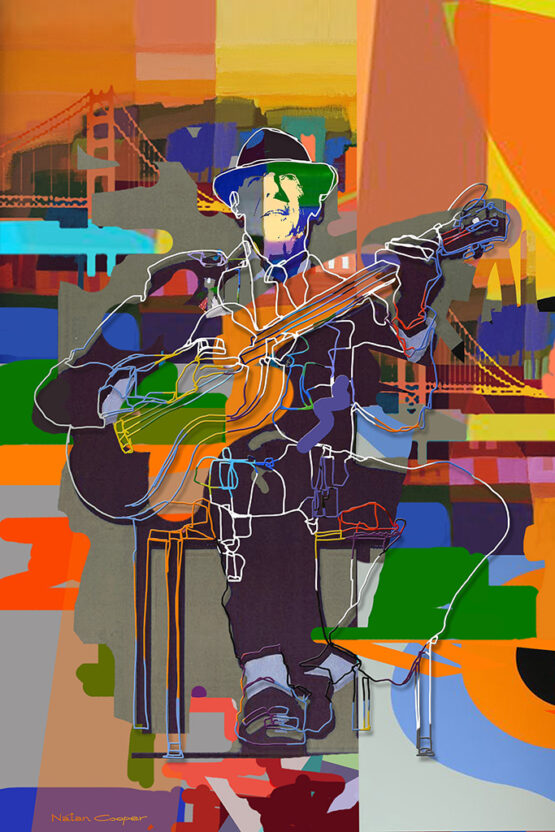Natan Cooper. Leonard Cohen Semi - Original. Print based on the original work, the print is mostly painted in oil or acrylic paints with an original signature handcrafted by the artist, limited to one hundred prints, colors and exact size as original. 80 x 120 cm.