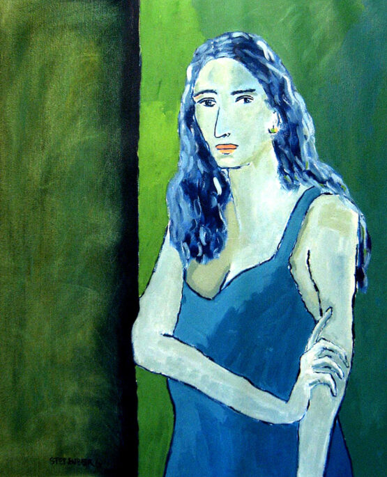 Jacques Sterenberg. The blue dress. Original Art. Oil on canvas. 80 x 95 cm