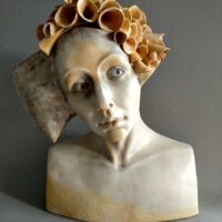 Edna Dali – Autumn Leaves. Original Art, Ceramic, Hand sculpture, One of a kind - L 26 x D 23 x H 37 cm. Signed.