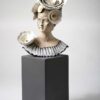 Edna Dali – In Full Bloom. Original Art, Ceramic & Porcelain, Hand sculpture, One of a kind, Wooden stand - L 30 x D 30 x H 64 cm. Signed