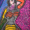 Mirit Ben-Nun - Women #4 Original Art. Ink, colored pencils, and markers on cardboard. 24.5 x 34.5 cm. Signed.