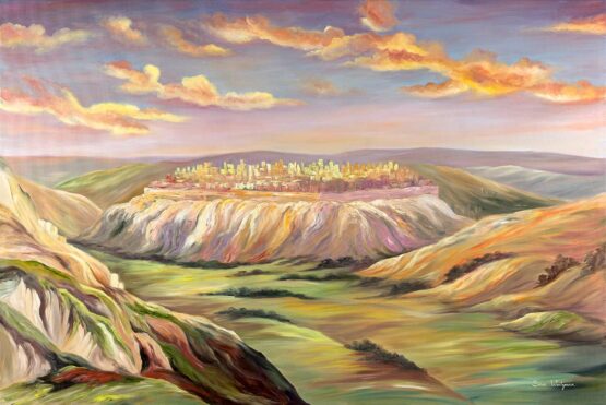 Sara Weitzman - Sunrise of Jerusalem. Original Art. Oil on canvas. Signed. 150 x 100 cm. 2014