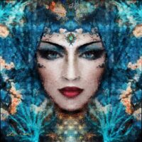 Lika Ramati - Blue Goddess of Nature Digital Art. Limited Edition. Quality print print signed and numbered 1/8. 60 x 60 cm.