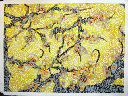 Vincent Keele - Cherry Blossoms Original Art. Acrylic on Cold Press Paper. 2020. 18" H x 24" W x .0" D | 46 cm H x 61 cm W x 1 cm D Signed.