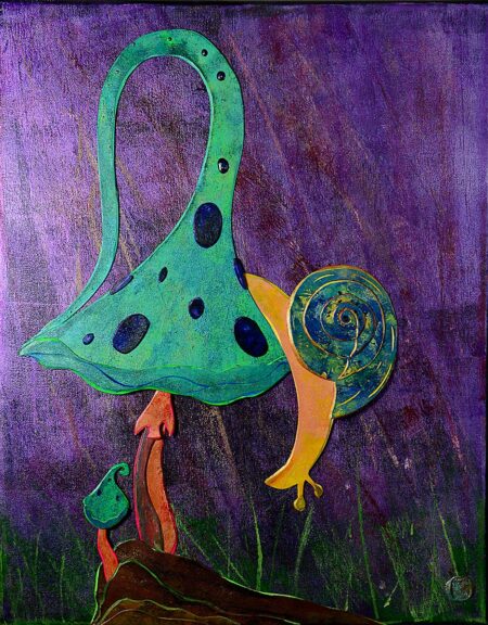 Igor Zusev - Crazy Snail. 2020 Original Art. Acrylic on canvas, 40 X 50.8 cm. Signed. 