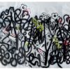 Danielle Feldhaker - Untitled #3 Original Art. Acrylic and Spraypaint on Canvas. 150 x 350 cm. Not stretched. Signed.