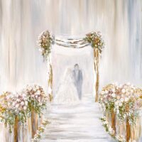 Gitty Fuchs - The Chuppah Original Art. Acrylic Texture on Canvas, Metallic Gold. 39" x 27.5" / 100 x 70 cm . 2020. Signed.