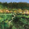 Leah Raab - Landscape with Path Original Art. Acrylic on canvas. 8" x 12" / 30.48 x 20.32 cm. Signed.