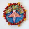 Nouli Omer - Jumping into the sky Original Art. Embroidery, Diameter 37 cm. Signed. 