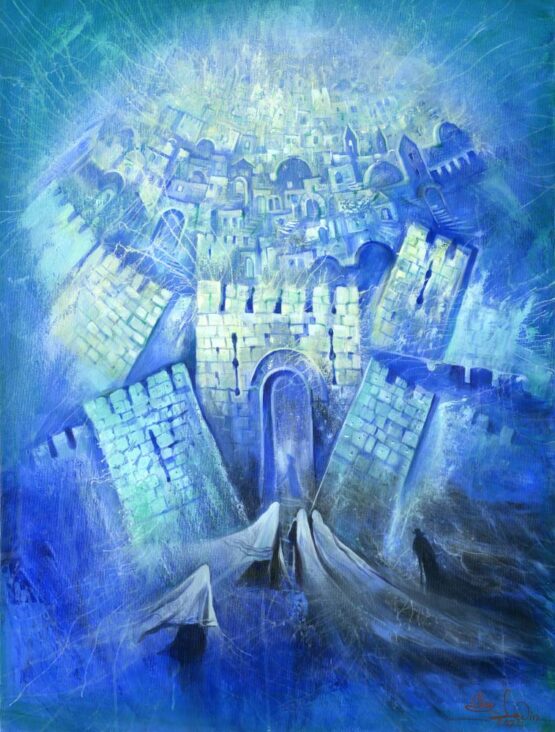 Alex Levin - Jerusalem Rhapsody In Blue. 2020 Original Art. Oil on canvas. 60.96 x 76.2 cm. Signed.