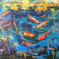 Carol Bednarski - KOI PLAY Original Art. Acrylic on canvas. (Unframed).  70 x 51 x 2 cm. Signed.