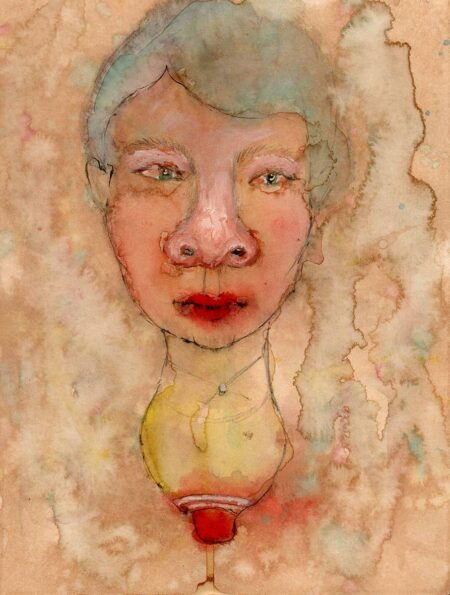 Smadar Lomnitz - Longing Original Art. Mixed media on paper, 20 x 15 cm, 2020. Signed. 