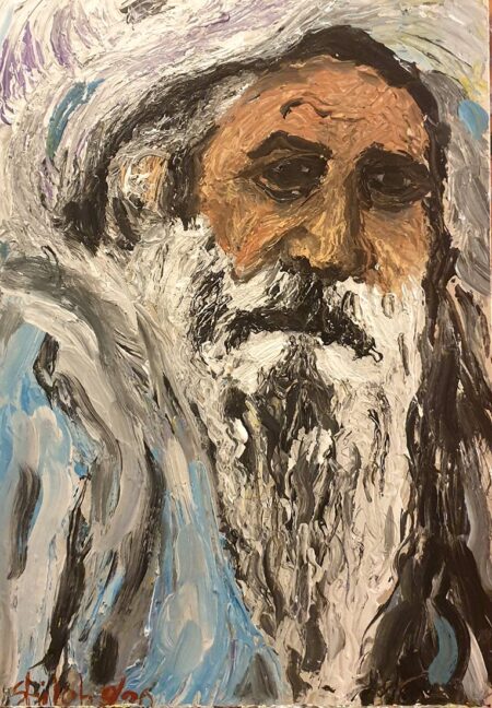 Dan Shiloh - Indian Man Original Art. Acrylic spatula painting. 50 X 35 cm. Signed.