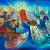 Alex Levin - Simchat Torah Celebration. 2020 Original Art. Oil on canvas. 88.9 X 139.7 cm Signed. 