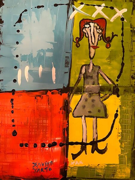 Xavier Yarto - The girl with the gray dress. 2020 Original Art. Mixed media on paper . 45 x 65 cm Signed.