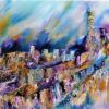 Hannah Foxman - Prayer at the Western Wall Original Art. Modern Judaica. Oil on canvas.  150 x 75 cm. Signed.