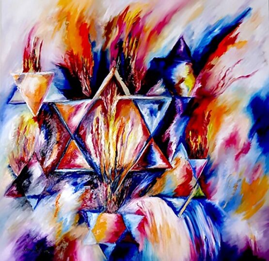 Hannah Foxman - Star of David Original Art. Modern Judaica. Oil on canvas.  100 x 100 cm. Signed.