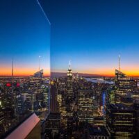 Pygmalion Karatzas - New York skyline at dusk, 2015. Fine Art Photography. Manually Signed and numbered. Limited edition. Quality print on fine art paper. Size 120 x 60 cm. (Prints can also be ordered in different sizes upon request).