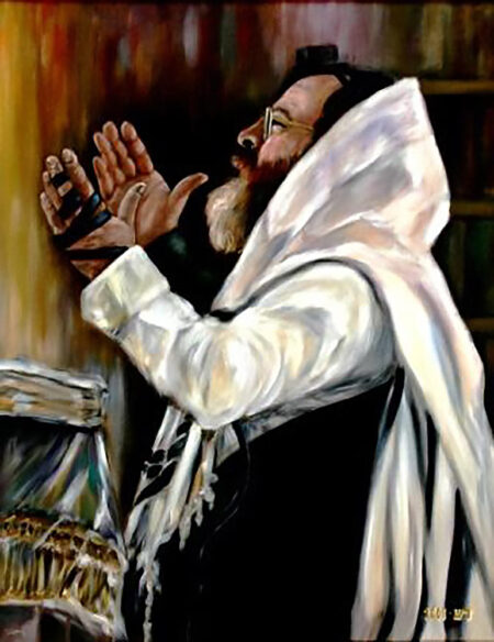 Reznikov Yosef- A prayer. Original Art. Oil on canvas. Signed. 70 x 90 cm