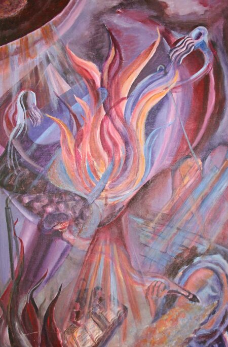 Claire Jacobson - The burning bush #165 Original Art. Acrylic on canvas. Signed. 36"X 24". 91.44 x 60.96 cm. Framed.