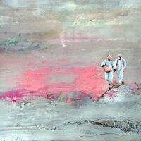 Michael Gatzke - Burn down the bridges Original Art. Acrylic, paint color, collage on canvas. 2020 65 x 110 cm. Signed.