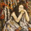 Natia Malazonia - Autumn Silence Original Art. Oil on canvas. 48 x 36 inch (122 x 92 cm). Signed.
