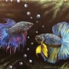 Natia Malazonia - Beautiful Betta Fish Original Art. Oil on canvas. 36 x 24 inch (92 x 61 cm). Signed.