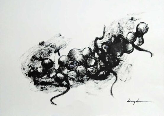 Danijela Jovic - Composition #3. 2021 Original Art. Acrylic on paper. 70 x 50 cm. Signed.