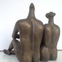 Lea Dolinsky - Just married - 3rd edition. 2007. Original fine art. Sculpture. Bronze. 24 x 24 x 26 cm. Weight in Kg: 10.
