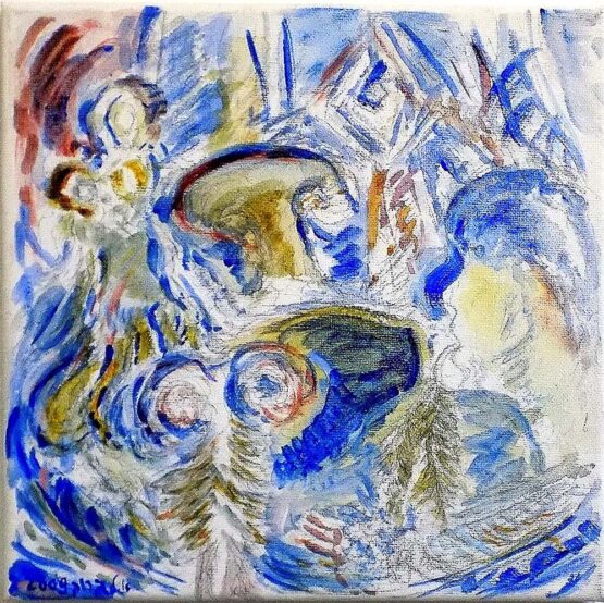 ORNA L.BROCK - Untitled. 2009. Acrylic on canvas. 25 x 25 cm. Signed. Unframed.