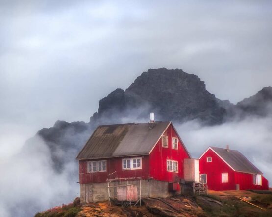 Maddi Ring - RED HOUSE    Fine Art Photography. 20 x 16 inches. 50.8 x 40.64 cm Limited edition. Manually signed and numbered.  This is an image shot in Greenland with a Nikon DSLR. The bold color of the house captured my eye as we motored through the waterways filled with icebergs. It is available as an archival print to be shipped in a tube ready to be matted. It is a limited edition of 10, the print will be hand-signed, and a certificate of print number and size of the edition will be enclosed. Other sizes are available on request, metal prints.