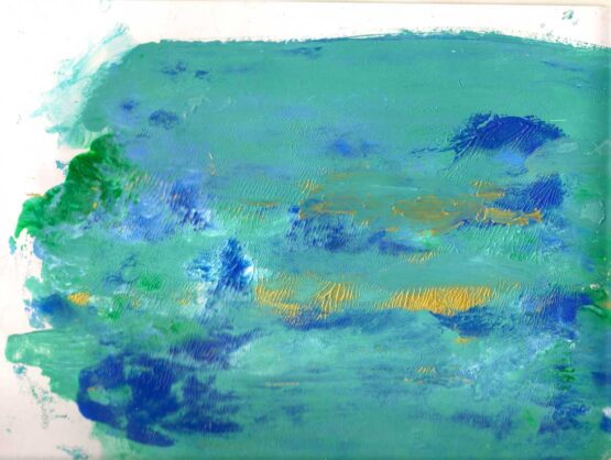 Angela Rose - Turquoise And Gold Reflection Original Art. Turquoise And Gold Reflections, Acrylic Pressed On Cardboard. 40 x 24.5 cm. Signed.