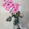 Tamar Dan - A branch blooming from the neighbor's fence, maybe pandora?  November 2020. 30 x 40 cm, Oil on Paper. Signed. 