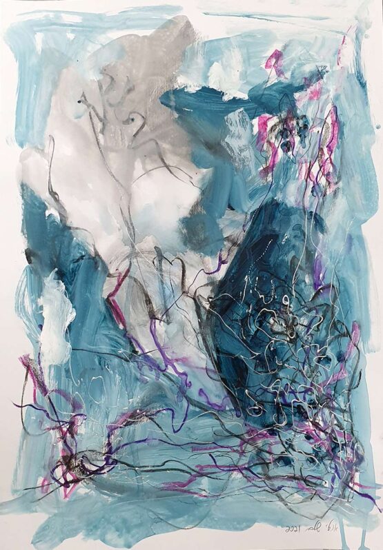 ORLY SHALEM | Abstract Landscape #26 Original Art. Mixed Media on Cardboard 240gr. 50x35 cm. Signed.
