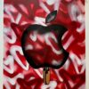 DUDI | ICE APPLE CREAM, RED HEARTS Original Art. Spray Paint on Paper. 56 x 76 cm. Signed.