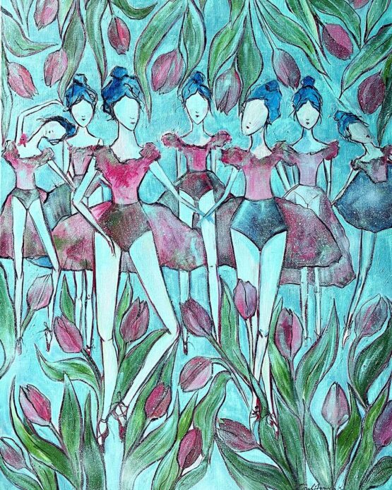 KRISTINA TRUBITSINA | Ballerinas in the garden Original Art. Oil on canvas. 2021. 120 x 80 cm. Signed.  