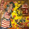 LENA SILVA | SAUDADE Mediums: Canvas primed with gesso. Homemade paper. Jakar compressed charcoal. CassArt London Acrylics. 90 x 90 cm. Also available in a GICLEE German Paper prints. 