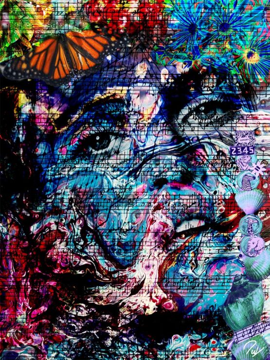 Ivonne Waissmann | Flower splash Original Art. Digital Mix Media Collage.  77 x 101 cm. Signed. 
